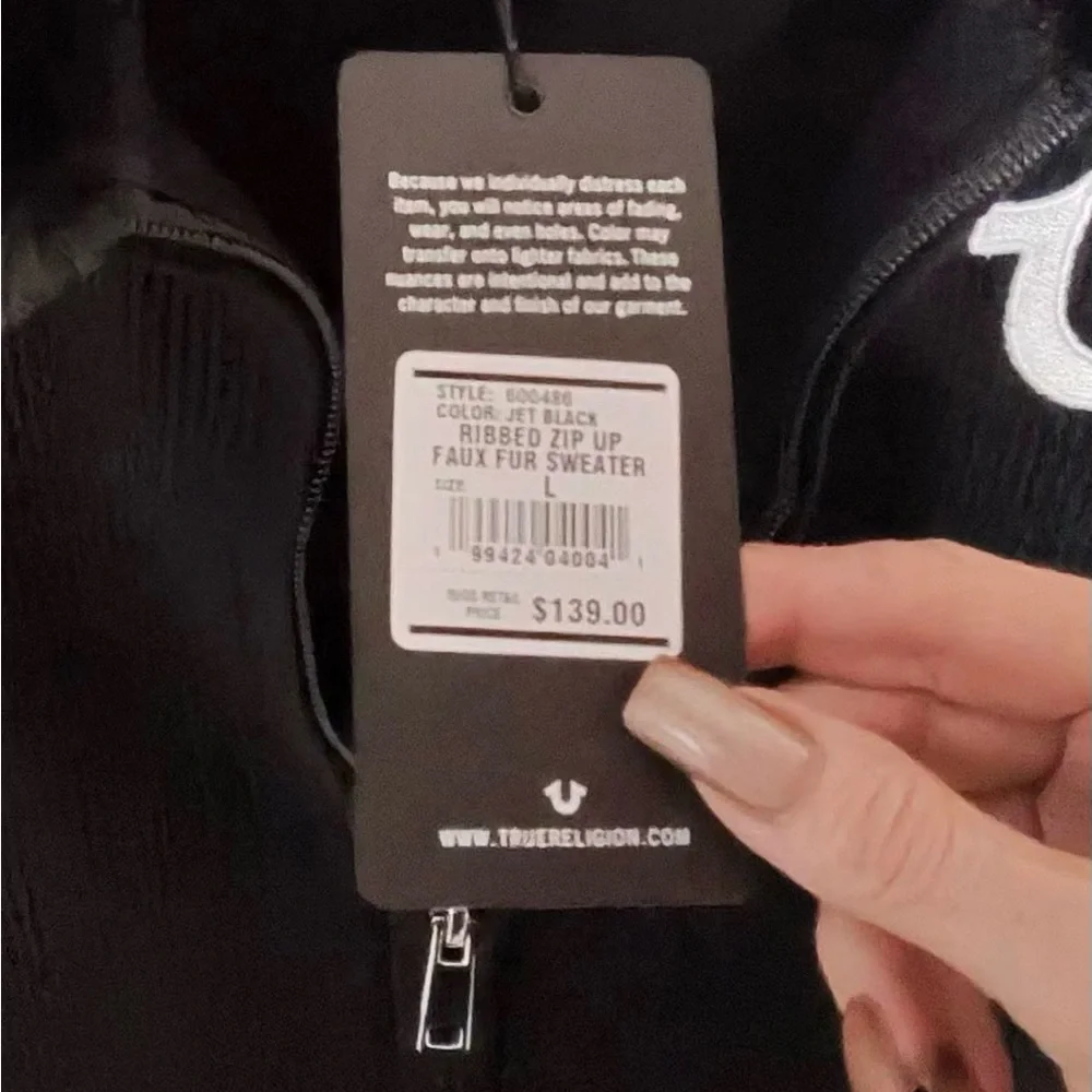 True Religion‎ Black Jacket with Fur Collar